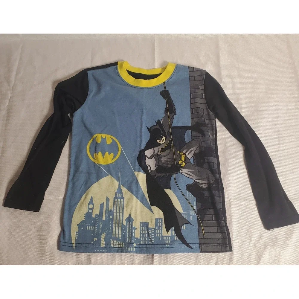 Batman Pajamas 2-Piece PJ'S Cuffed Pants‎ Long Sleeve Boys Size 6/7